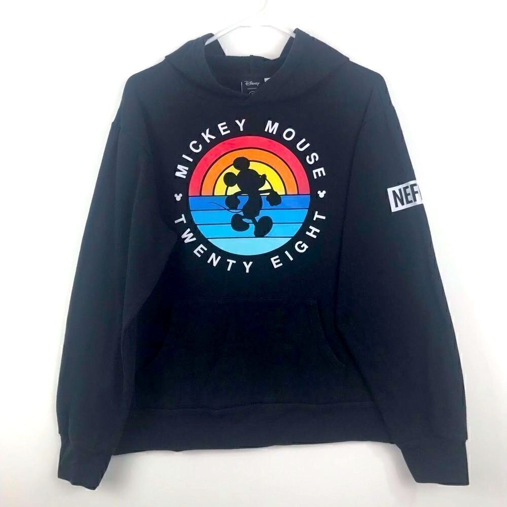 Disney Collection by Neff. Mickey Mouse Rainbow Graphic Black Hoodie